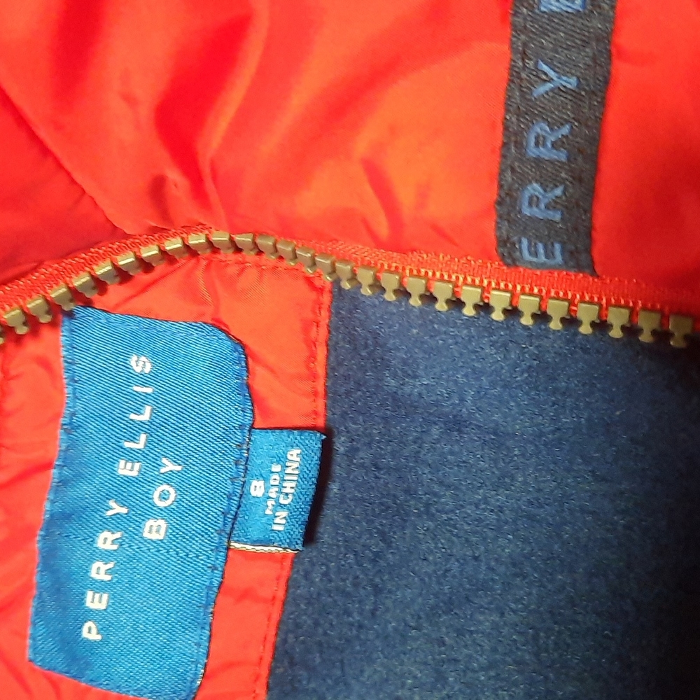 Red Perry Ellis bubble coat with hood